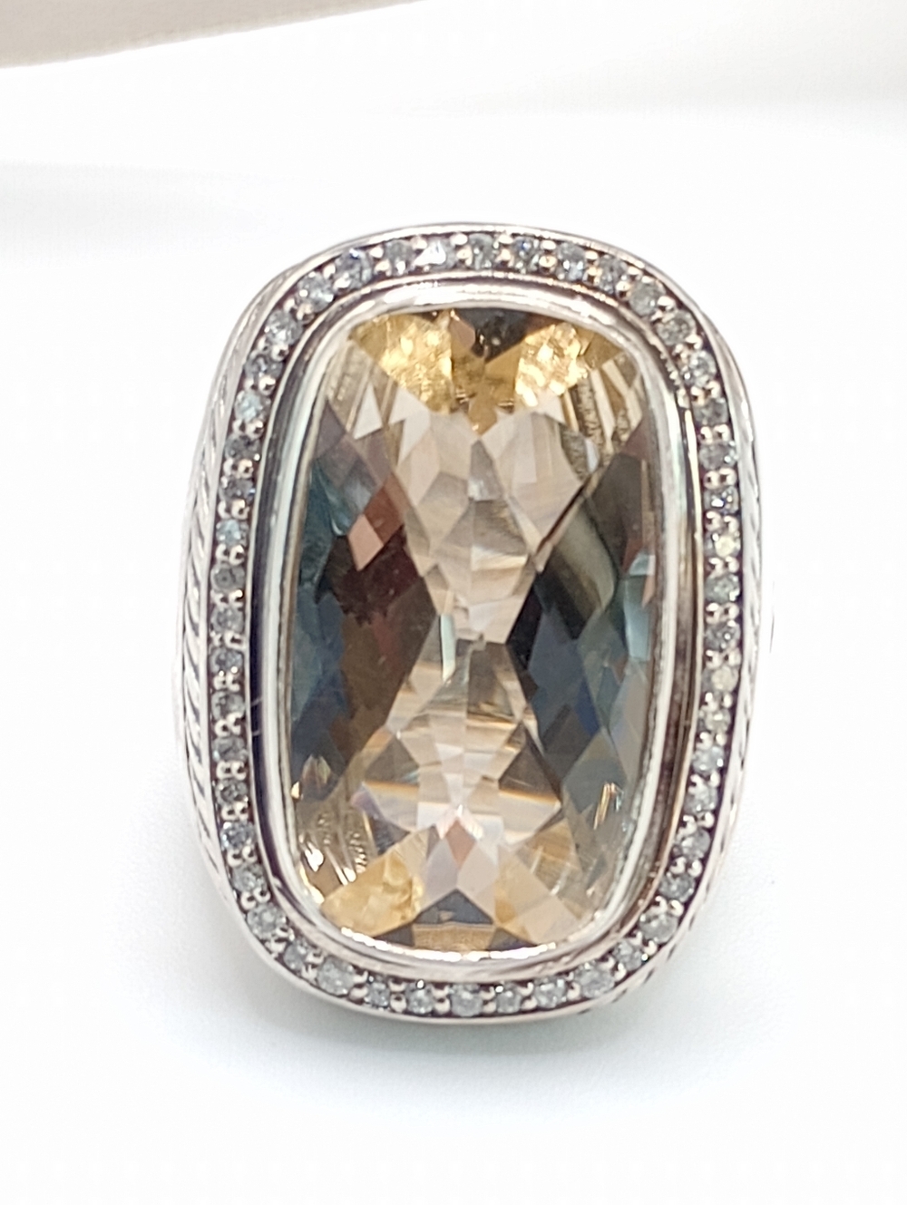David Yurman Champagne & Diamond Albion Ring Size 7 - Picture 7 of 15